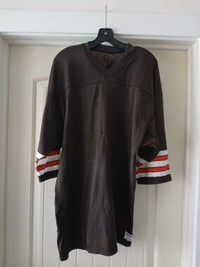 VTG NFL 1980s Sand Knit Cleveland Browns blank distressed brown jersey (size L)